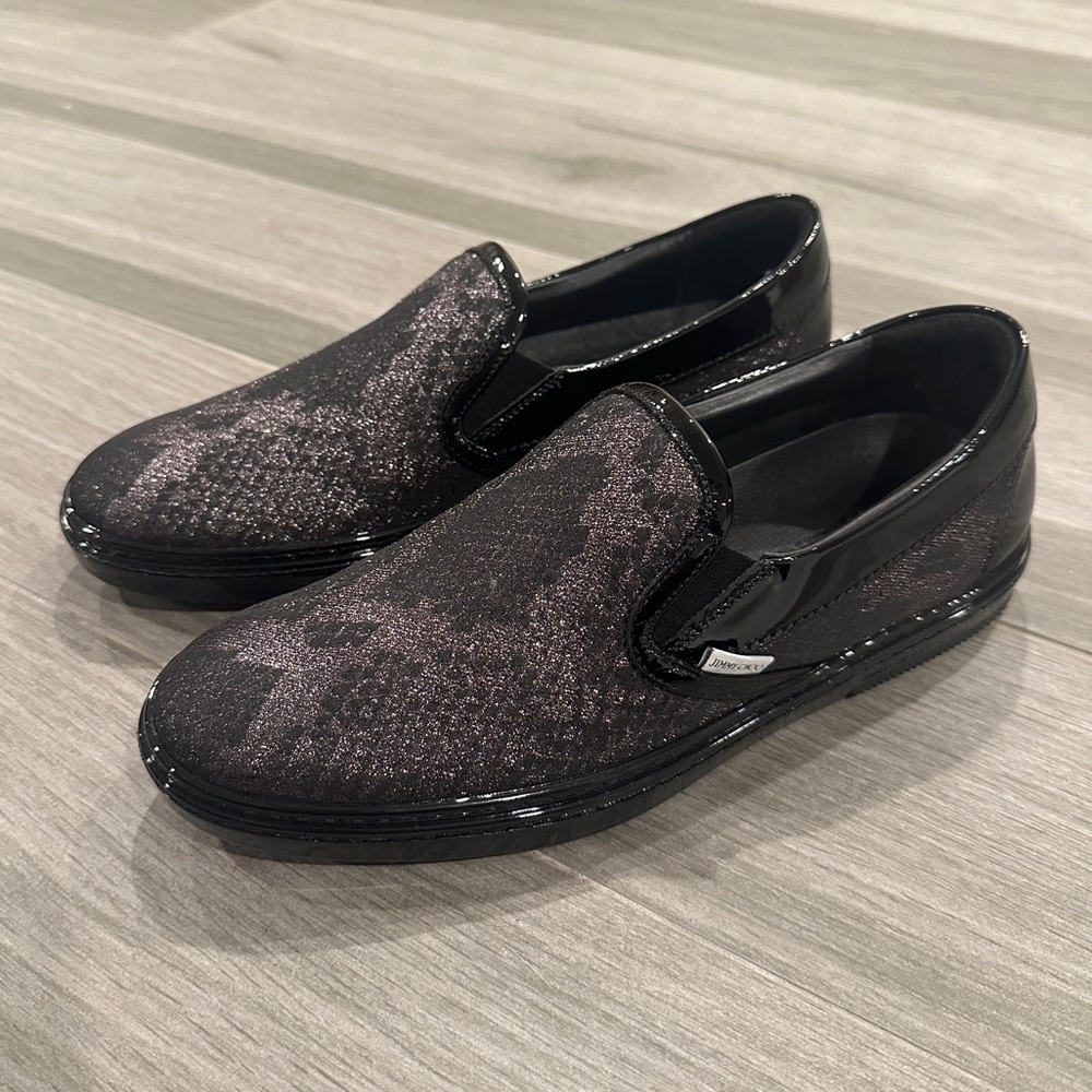 Jimmy Choo men’s Grove slip on trainer sneaker shoe snakeskin glitter